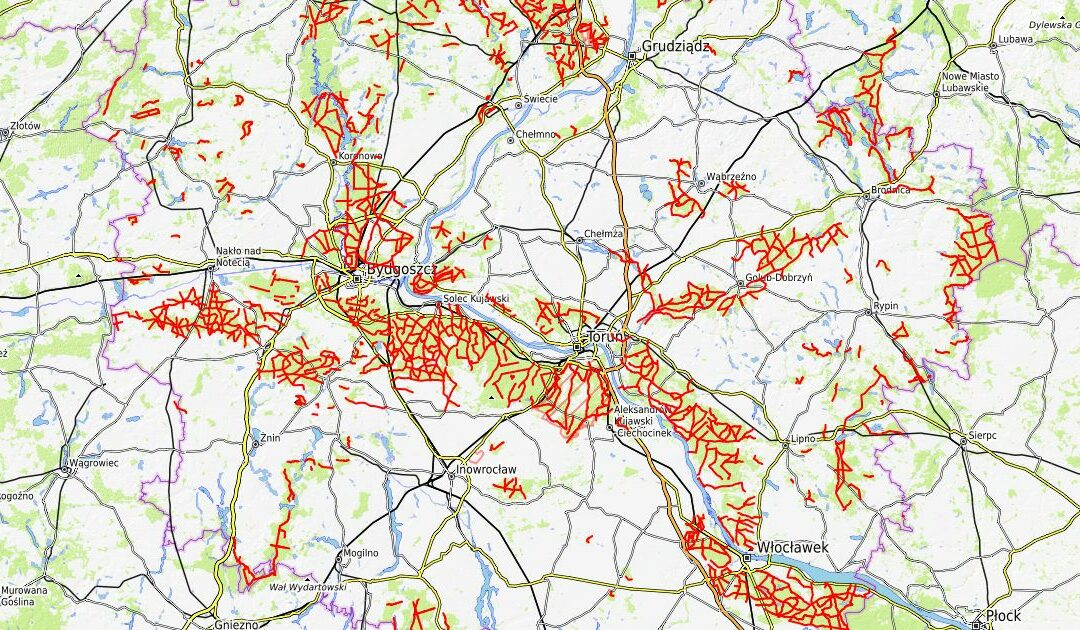 Mapa dróg leśnych przeciwpożarowych i utwardzonych