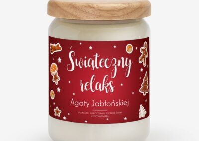 Personalizowana świeca zapachowa ŚWIĄTECZNY RELAKS prezent dla babci pod choinkę